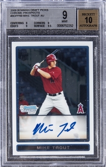 2009 Bowman Chrome Draft Picks #BDPP89 Mike Trout Signed Rookie Card – BGS MINT 9/BGS 10